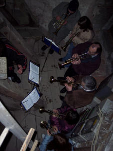 Sylvester 12 Uhr auf dem Kirchturm